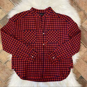 [Scotch and Soda] Red and Blue checkered 1/4 button Flannel top - XS